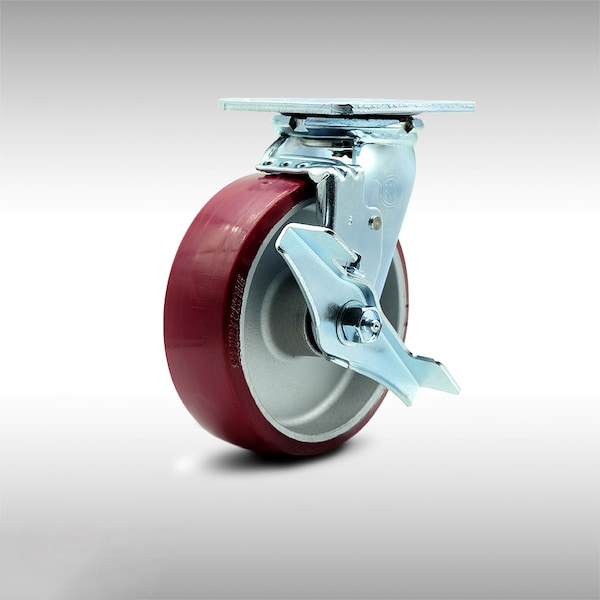6 Inch SS Poly on Aluminum Swivel Caster with Ball Bearing and Brake SCC